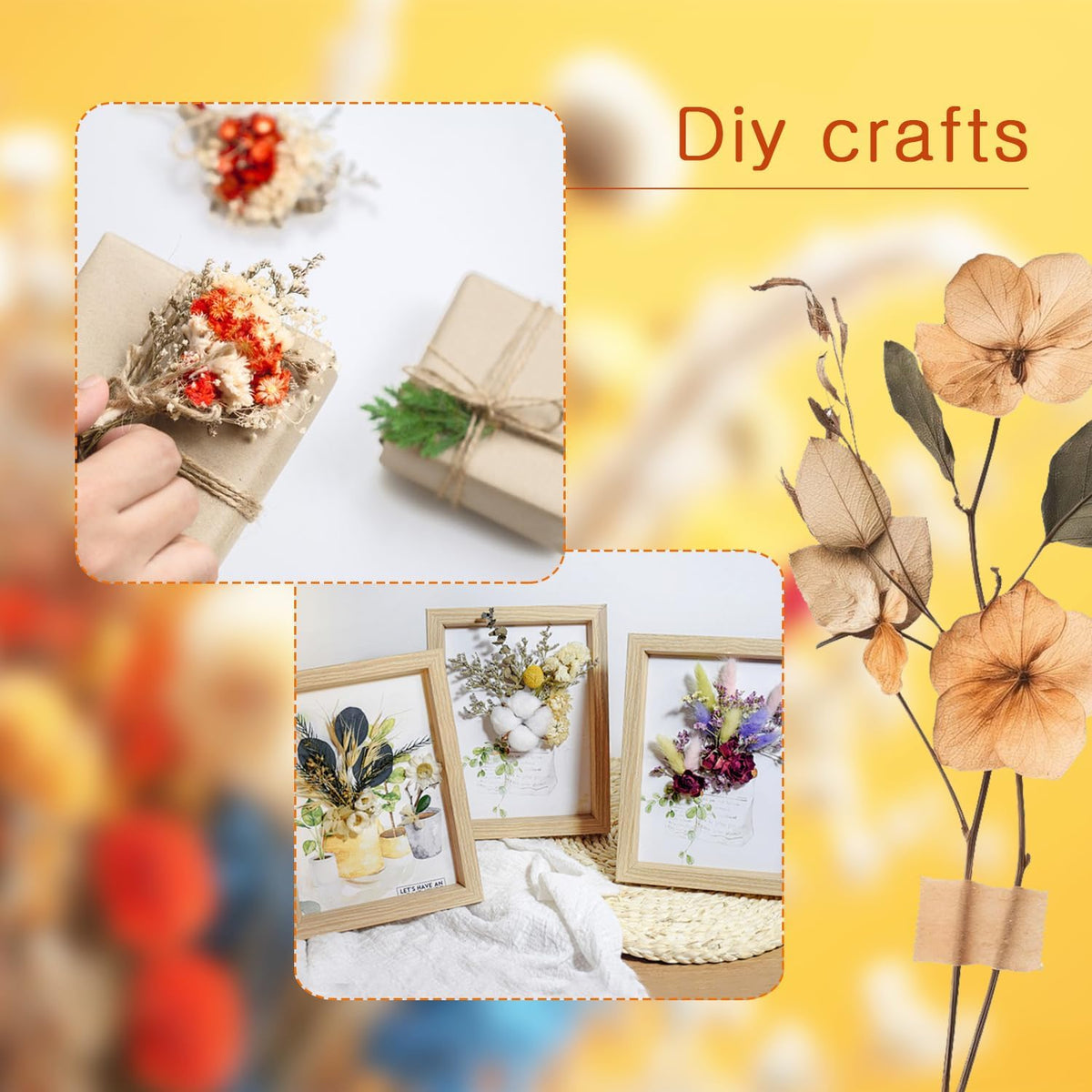 TooGet 9Pcs Mini Dried Flower Bouquets Real Small Boho Floral Bouquet Natural Dried Flowers for DIY Crafts Cake Gift Packaging Wedding Decor and Home Decorations