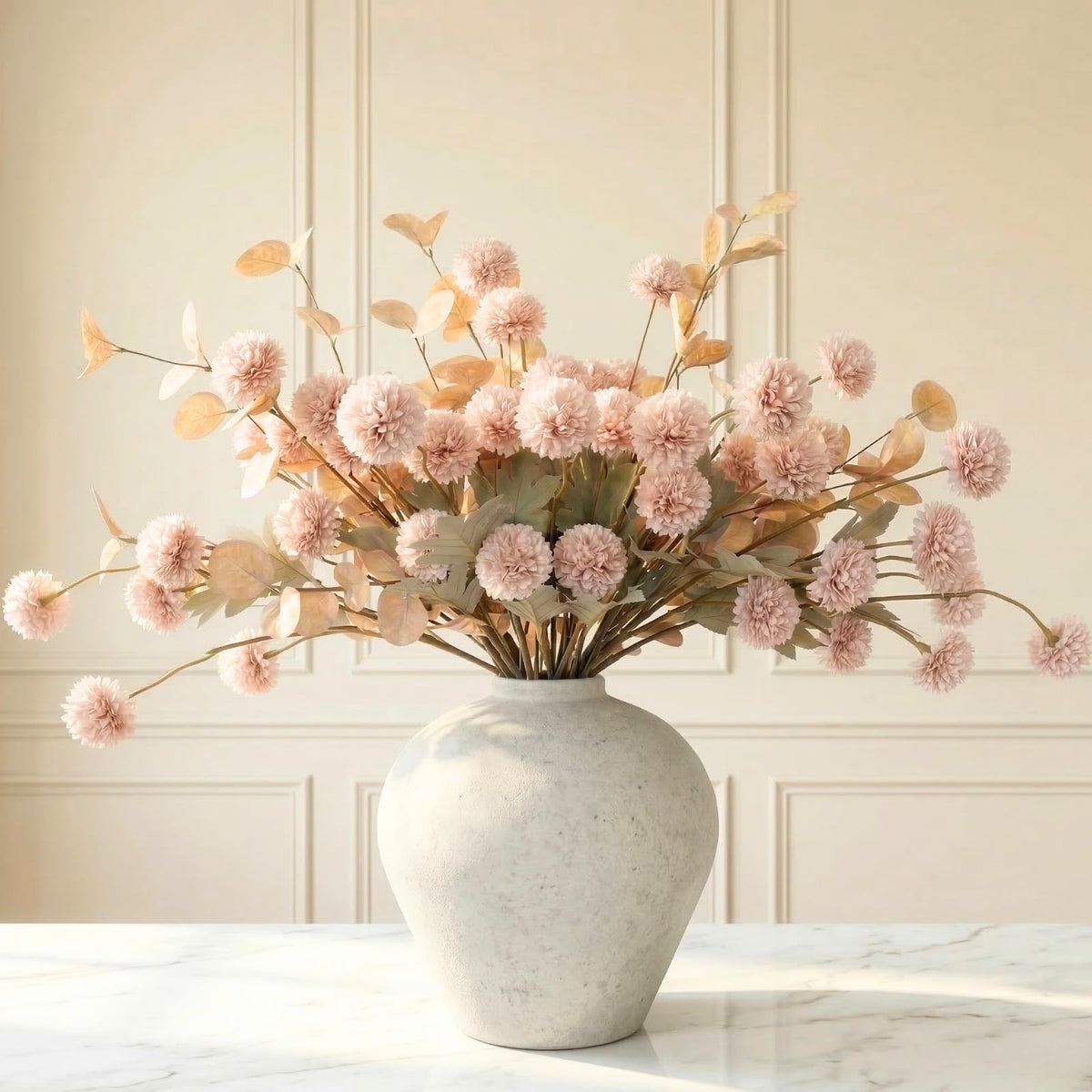 Beige Silk Flower Arrangements Decor, Large Floral Centerpieces For Tables