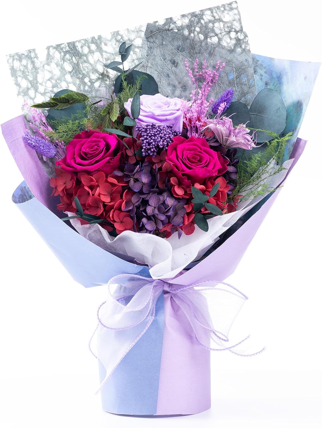 FLORALUNA Preserved Flowers, Purple Preserved Flowers Bouquet