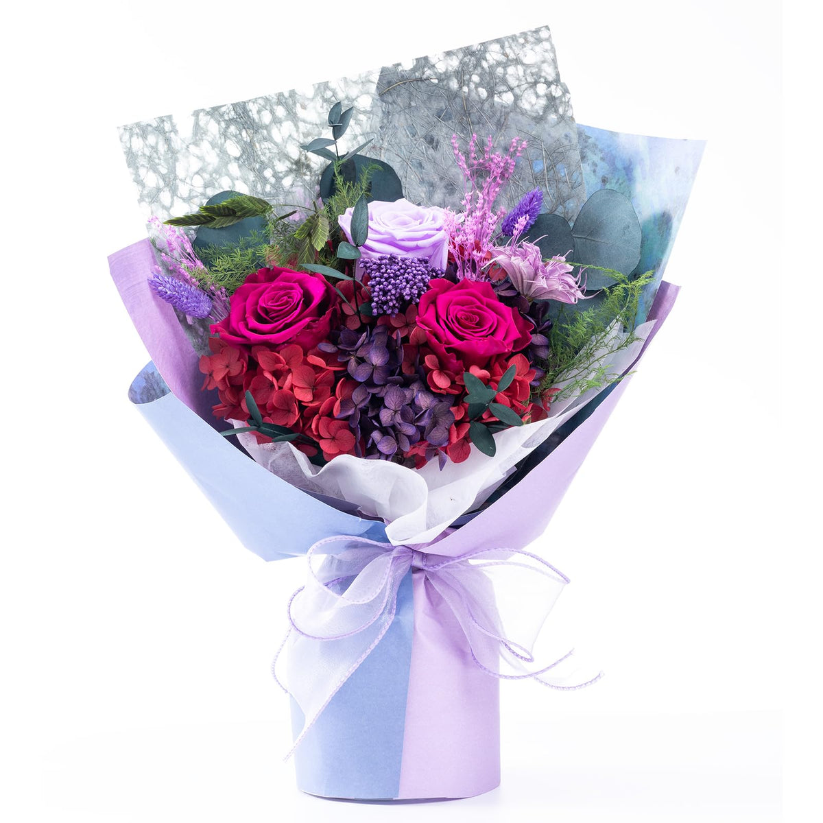 FLORALUNA Preserved Flowers, Purple Preserved Flowers Bouquet
