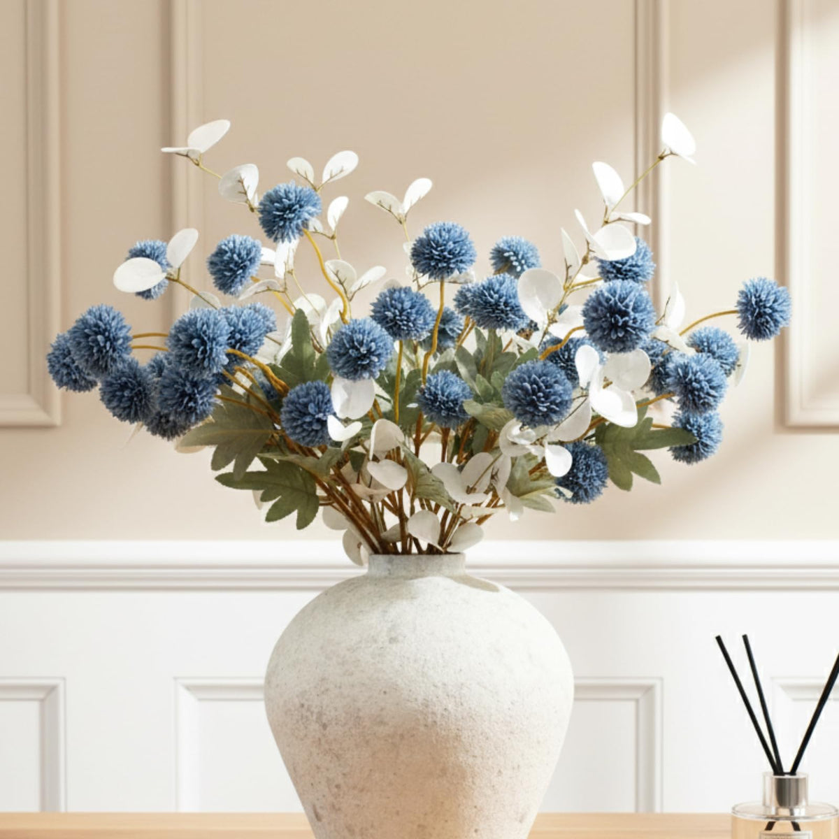 Beige Silk Flower Arrangements Decor, Large Floral Centerpieces For Tables