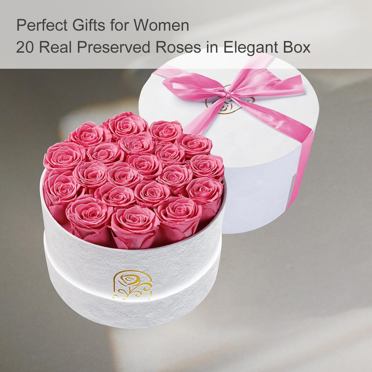 Flowers for Delivery, 20 Preserved Roses in Velvet Box, Gifts for Women