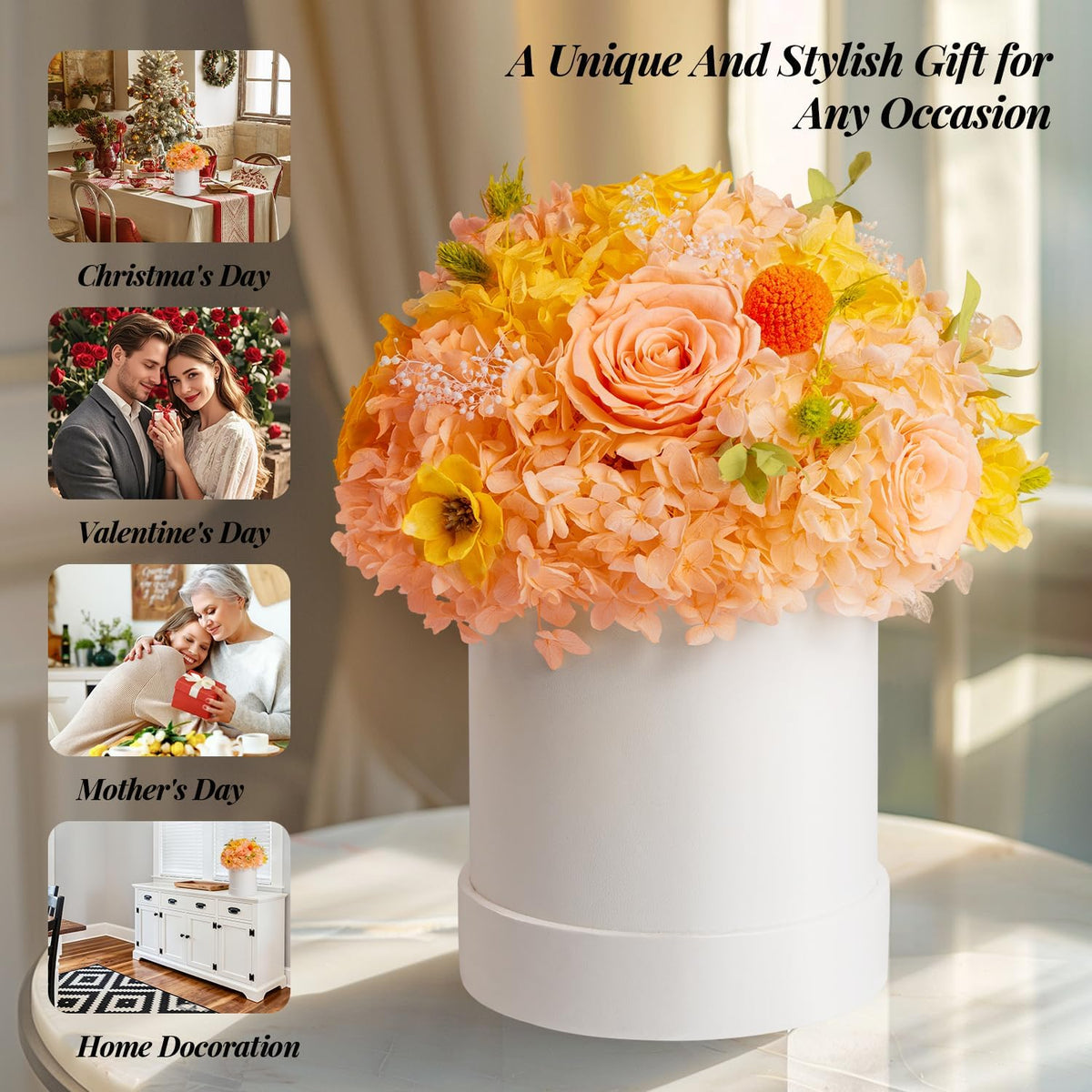 ROSEROSE Preserved Flowers for Delivery Prime,Forever Flowers Bouquet with Gift Box, Eternal Real flowers Gifts for Women,Christmas,Valentine's Day,Anniversary,Birthday for Her (Champagne)