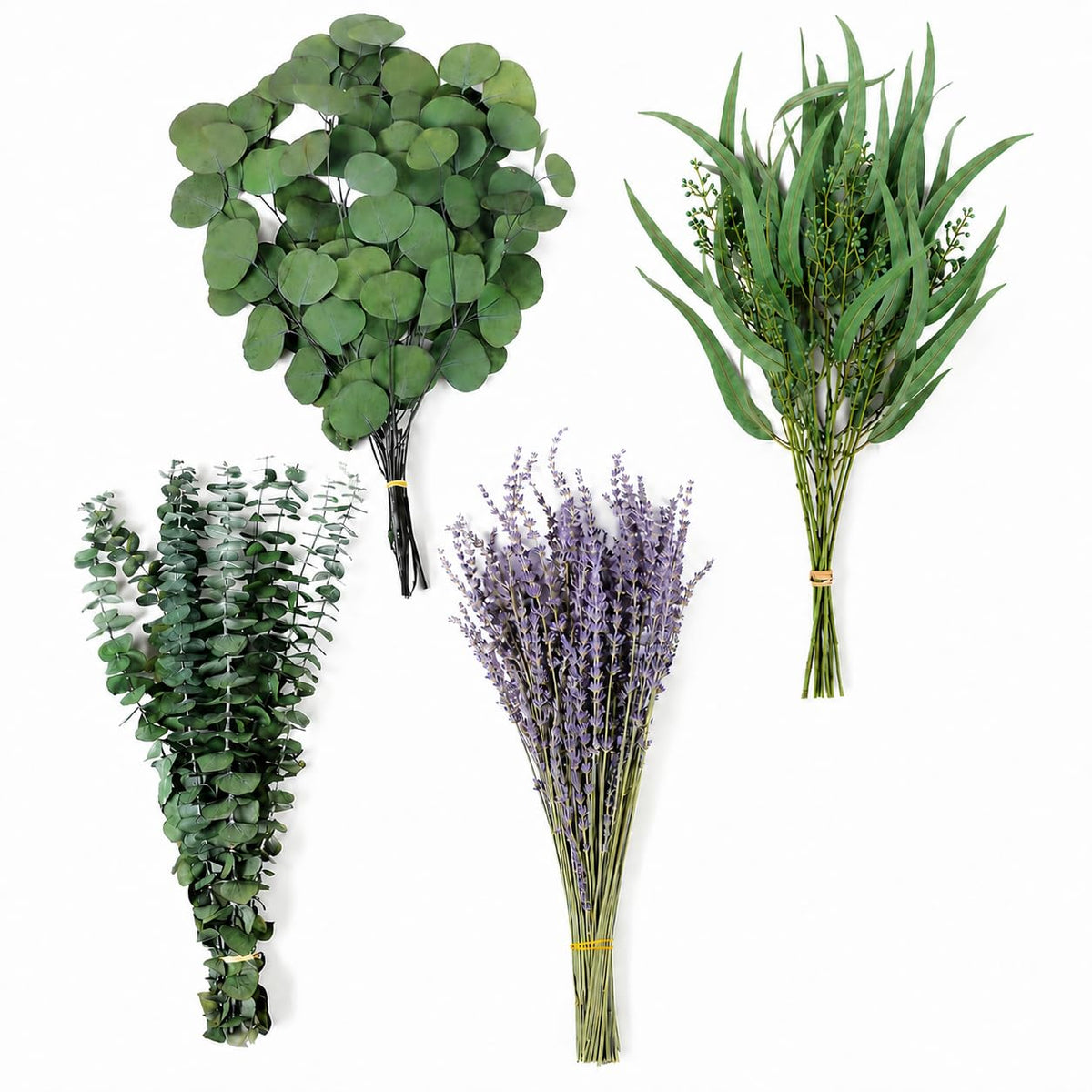 123 PCS Mixed Dried Eucalyptus & Lavender & Yellow Rose Flowers, 17''