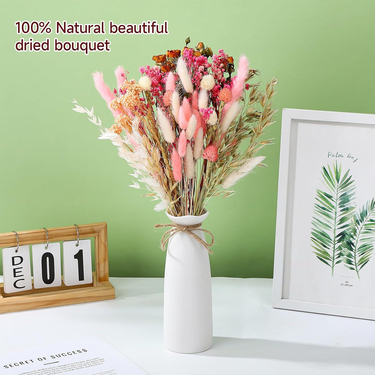 DIY Natural Dried Flower Set Bulk Boho Flowers, Pink