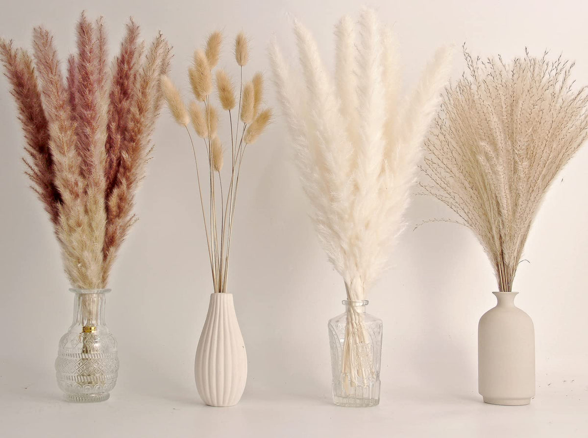200PCS Dried Flower Bouquet – Pampas Grass, Floral Decor for Home, Wedding, and Boho Style | Perfect for Vases, Fall, Spring, Summer, and Winter Arrangements