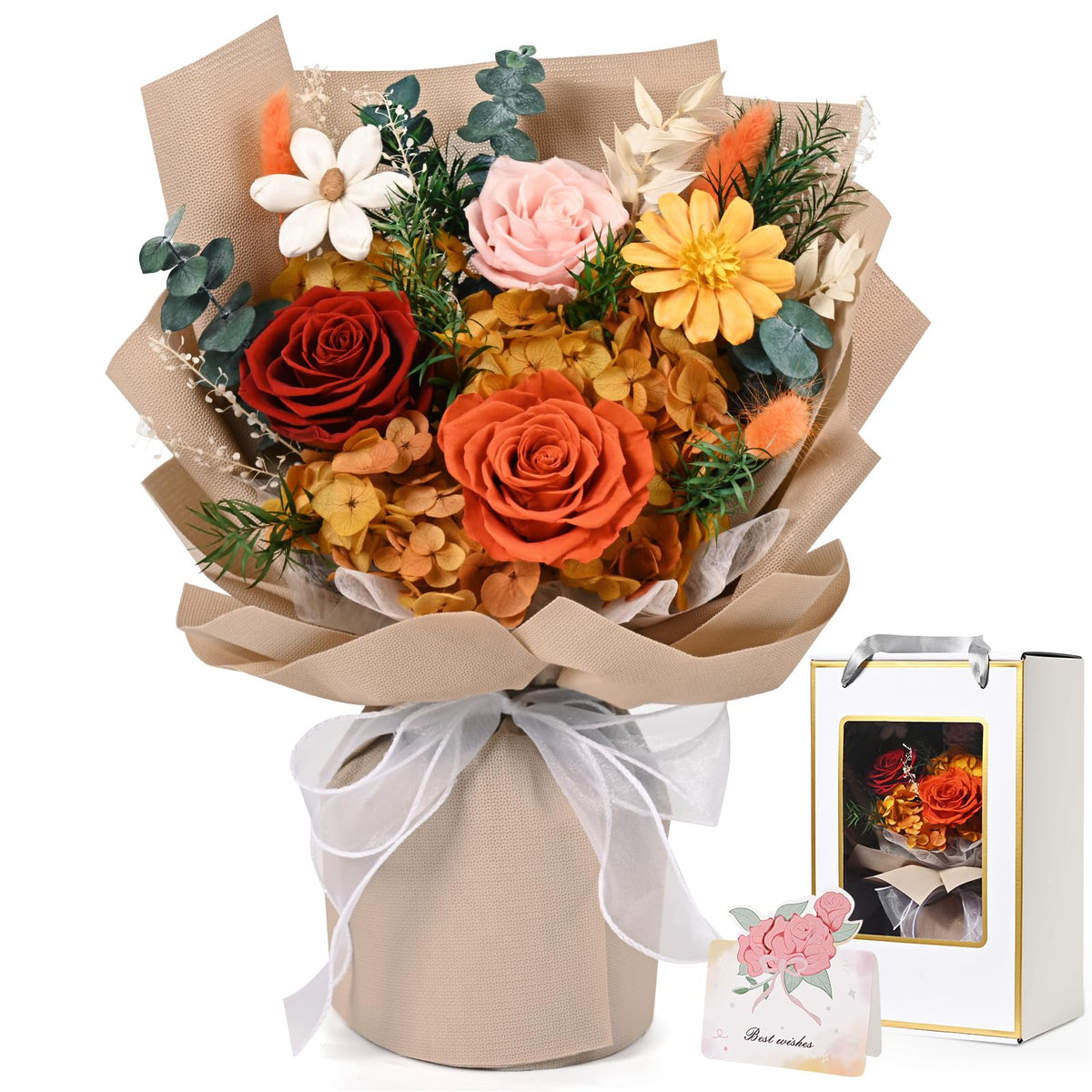 Waipfaru Preserved Flowers, Purple Fresh Bouquet with Gift Box, Flowers for Delivery Prime, Forever Flowers for Women Birthday Gift, Anniversary, Teacher, Mother Day, Valentines Day Gifts for Her
