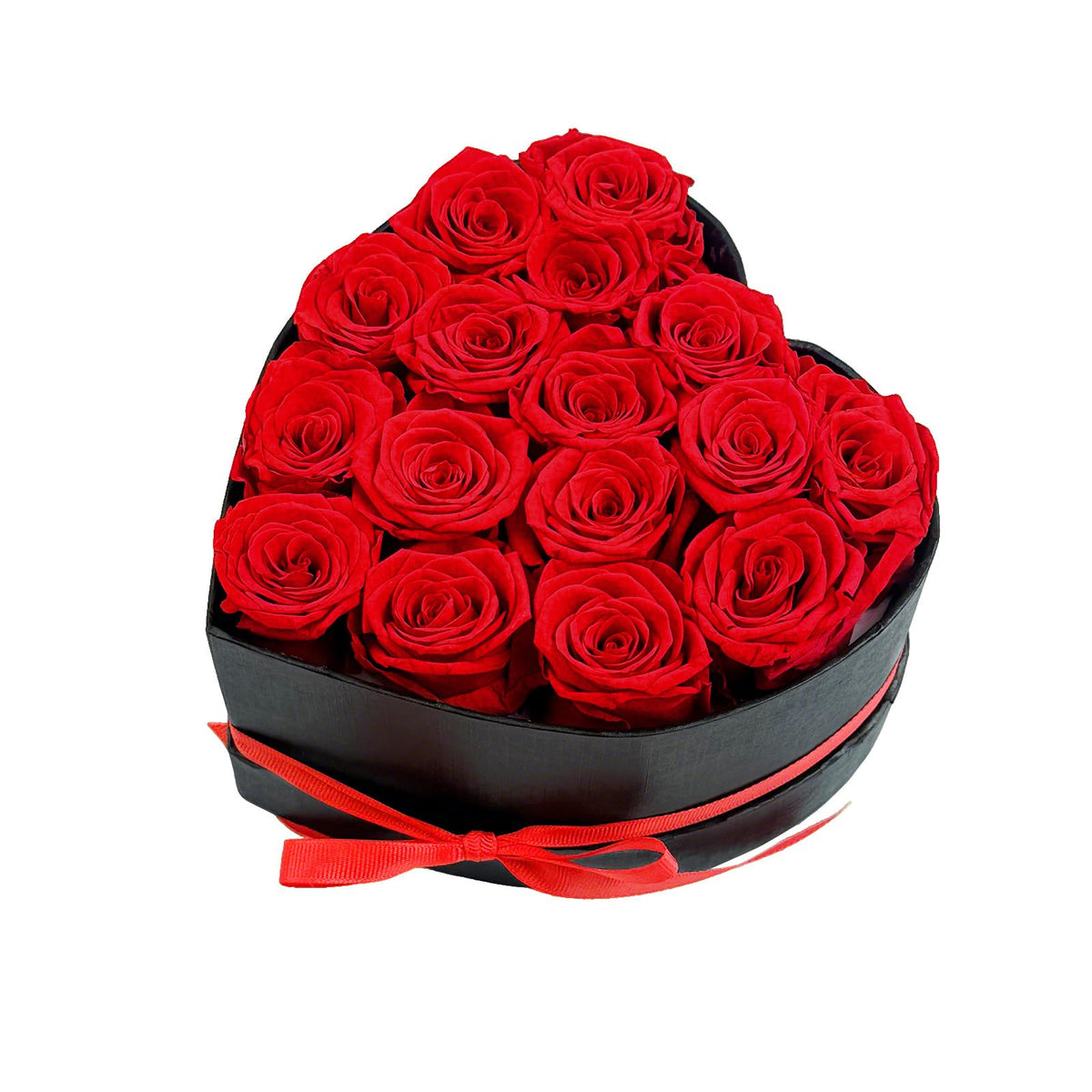 Preserved Roses Heart Shape Box Forever Flowers(Red 16 Roses)