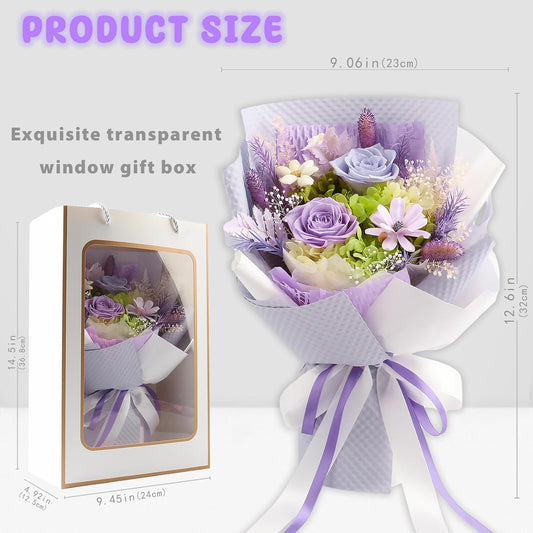 Purple Long‑Lasting Preserved Flower Bouquet with Gift Box