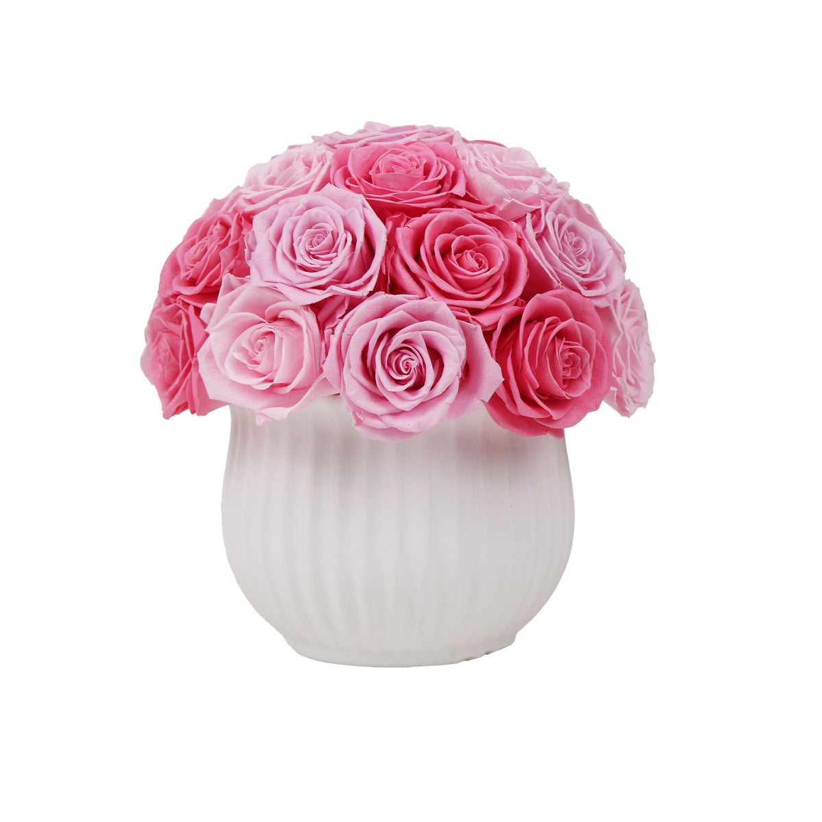 Preserved Roses in Vase,25Pcs Forever Roses with Ceramic Vase,Long Lasting Natural Flowers for Table Decor, Centerpieces for Tables,Party,Weeding,Birthday