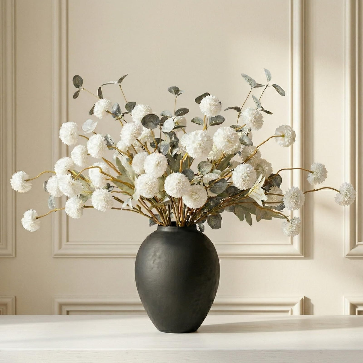 Beige Silk Flower Arrangements Decor, Large Floral Centerpieces For Tables