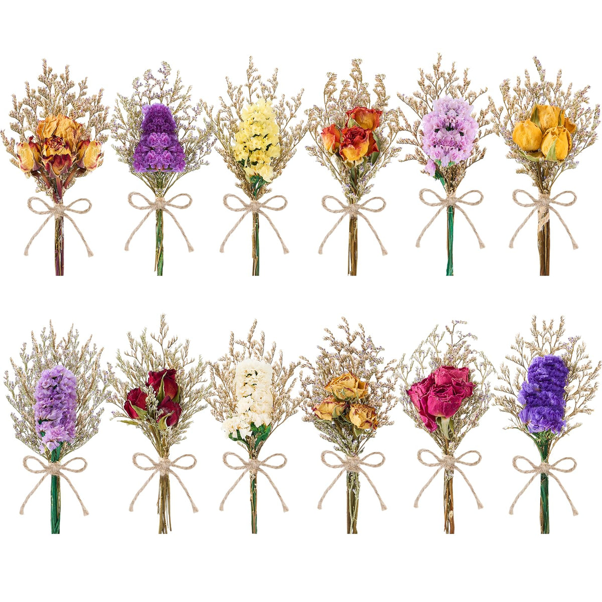 12/24 PCS Charming Mini Dried Flowers Bouquet for Vase