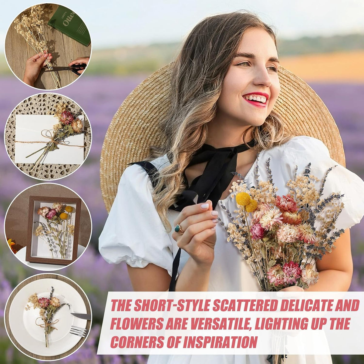 Pink Dried Flowers Bouquet Set Rustic Boho Flowers