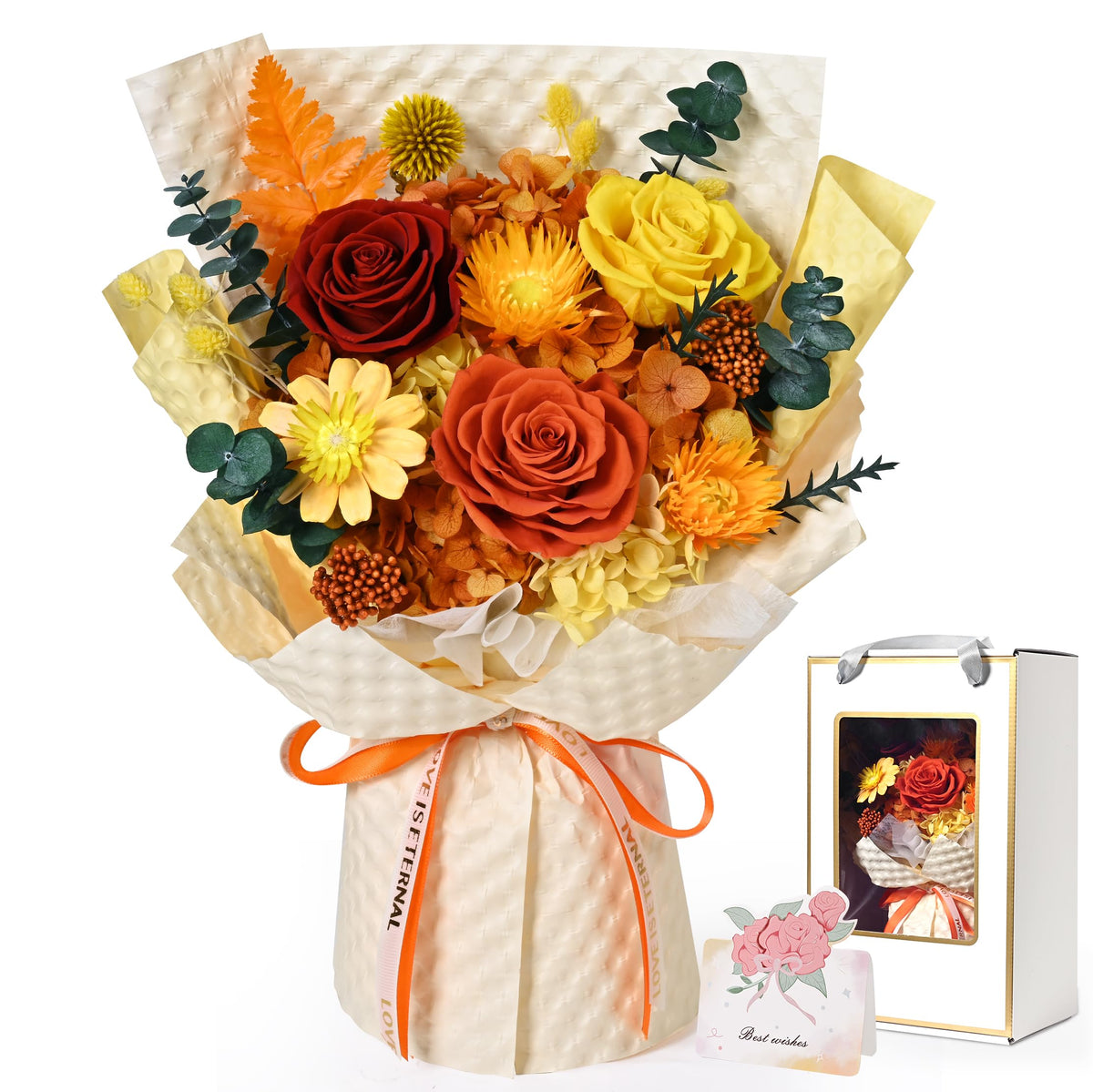 Waipfaru Preserved Flowers, Purple Fresh Bouquet with Gift Box, Flowers for Delivery Prime, Forever Flowers for Women Birthday Gift, Anniversary, Teacher, Mother Day, Valentines Day Gifts for Her