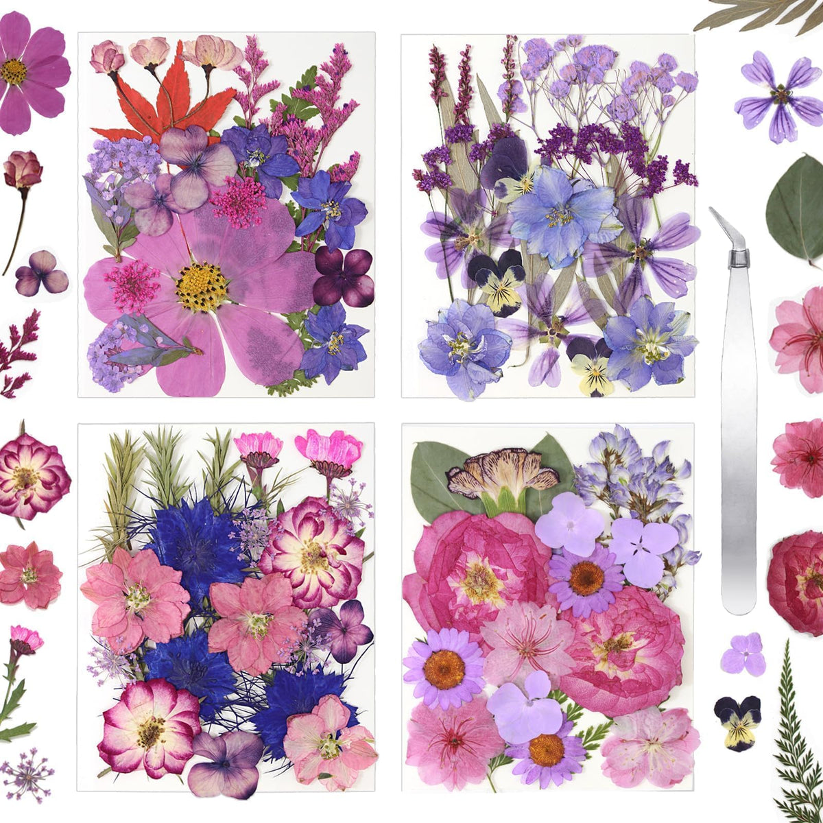 Dried Flowers for Resin, 106pcs Natural Flowers and Leaves Compressed