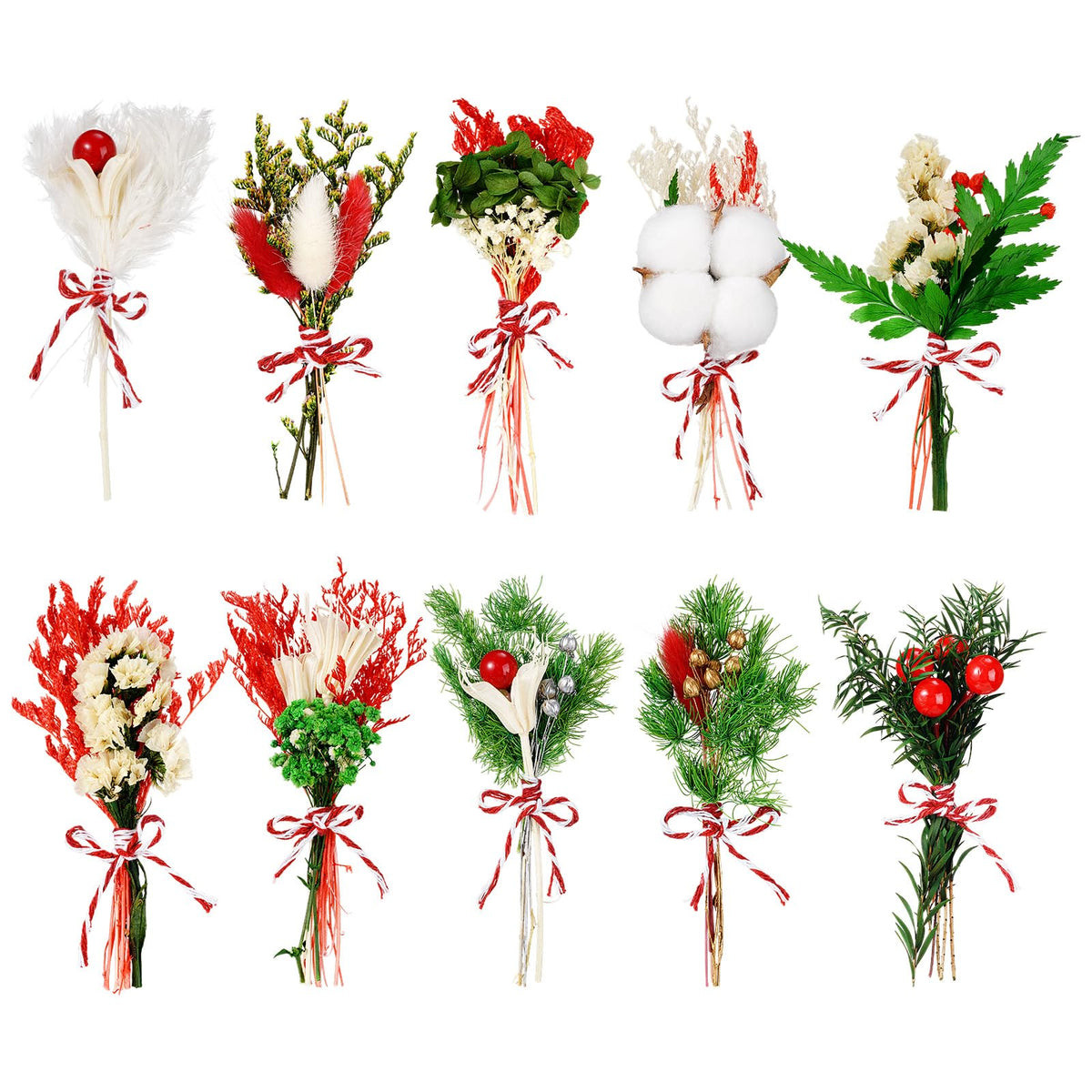 12/24 Pack Dried Flowers for Vase Various Mini Bouquet Dried Small Wildflowers Natural Real Flowers Bulk for Crafts DIY Wedding Decor (24, Plain Colour)