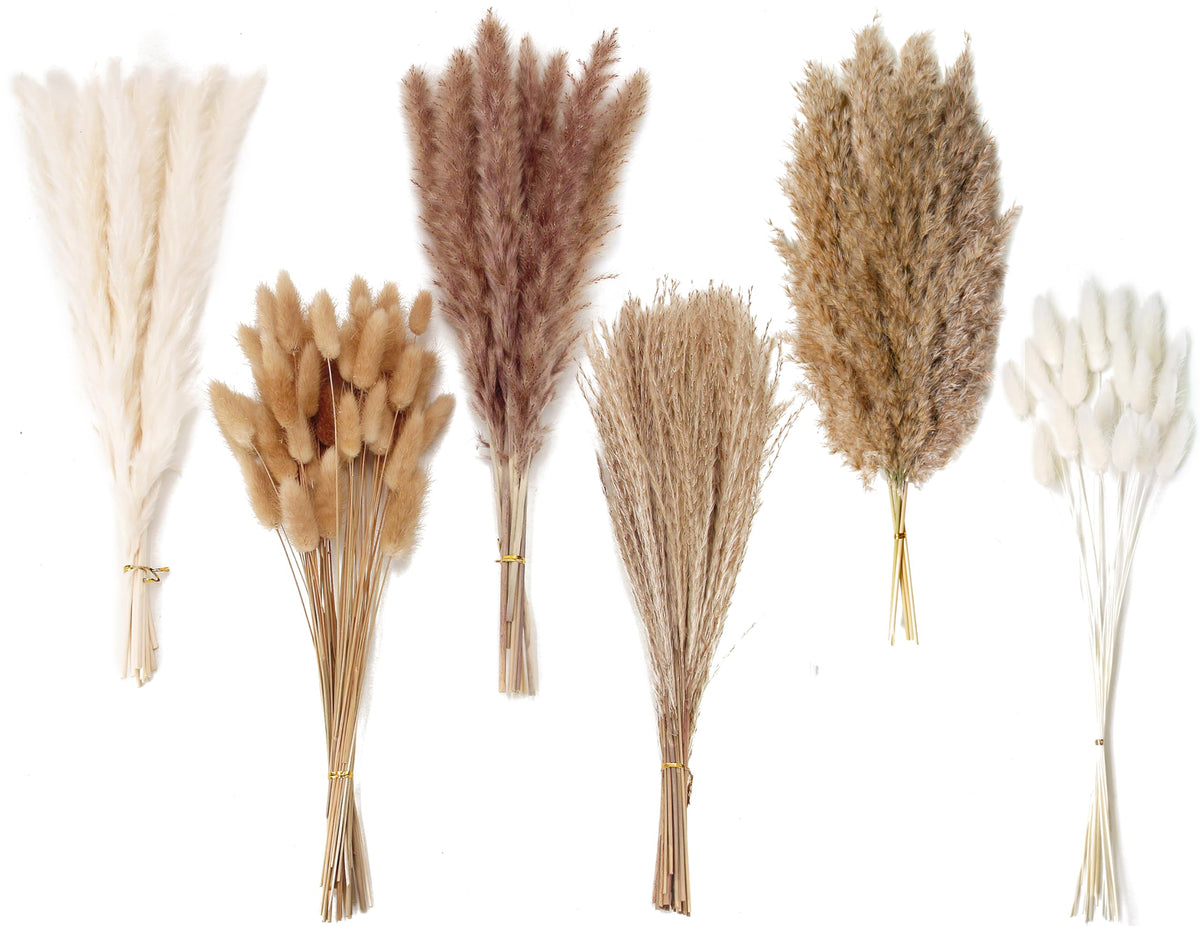200PCS Dried Flower Bouquet – Pampas Grass, Floral Decor for Home, Wedding, and Boho Style | Perfect for Vases, Fall, Spring, Summer, and Winter Arrangements