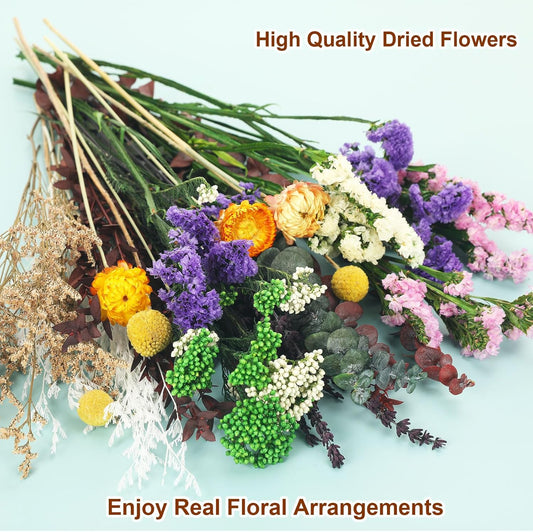 13 Kinds Dried Flower Bouquet, 17" Rustic Boho for Fall Wedding Centerpiece
