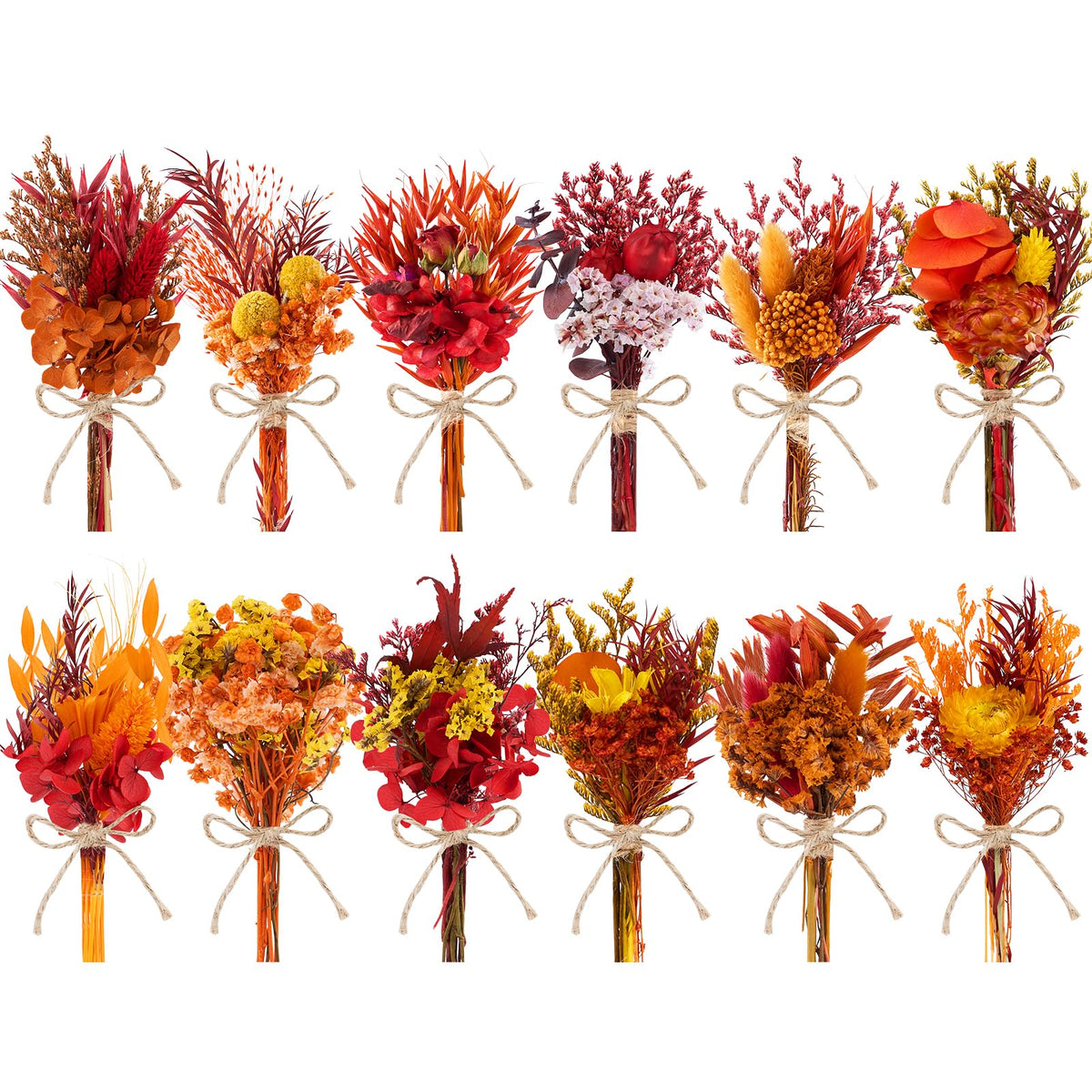 12/24 PCS Charming Mini Dried Flowers Bouquet for Vase