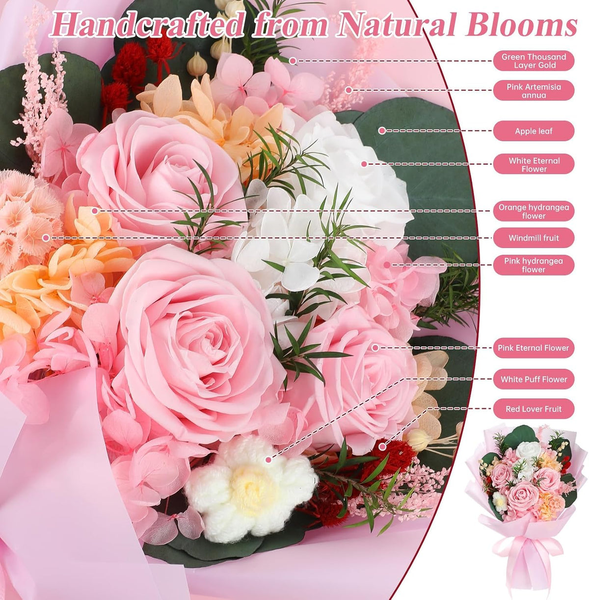 Flowers for Delivery, Preserved Flowers Bouquets, 4 Forever Roses