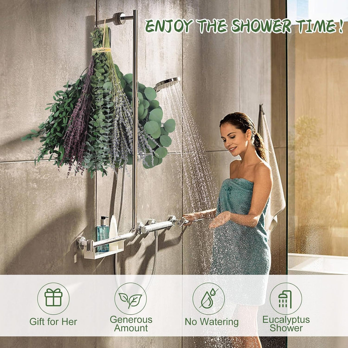 120+ Pcs Mixed Dried Eucalyptus Stems & Lavender Flowers for Shower