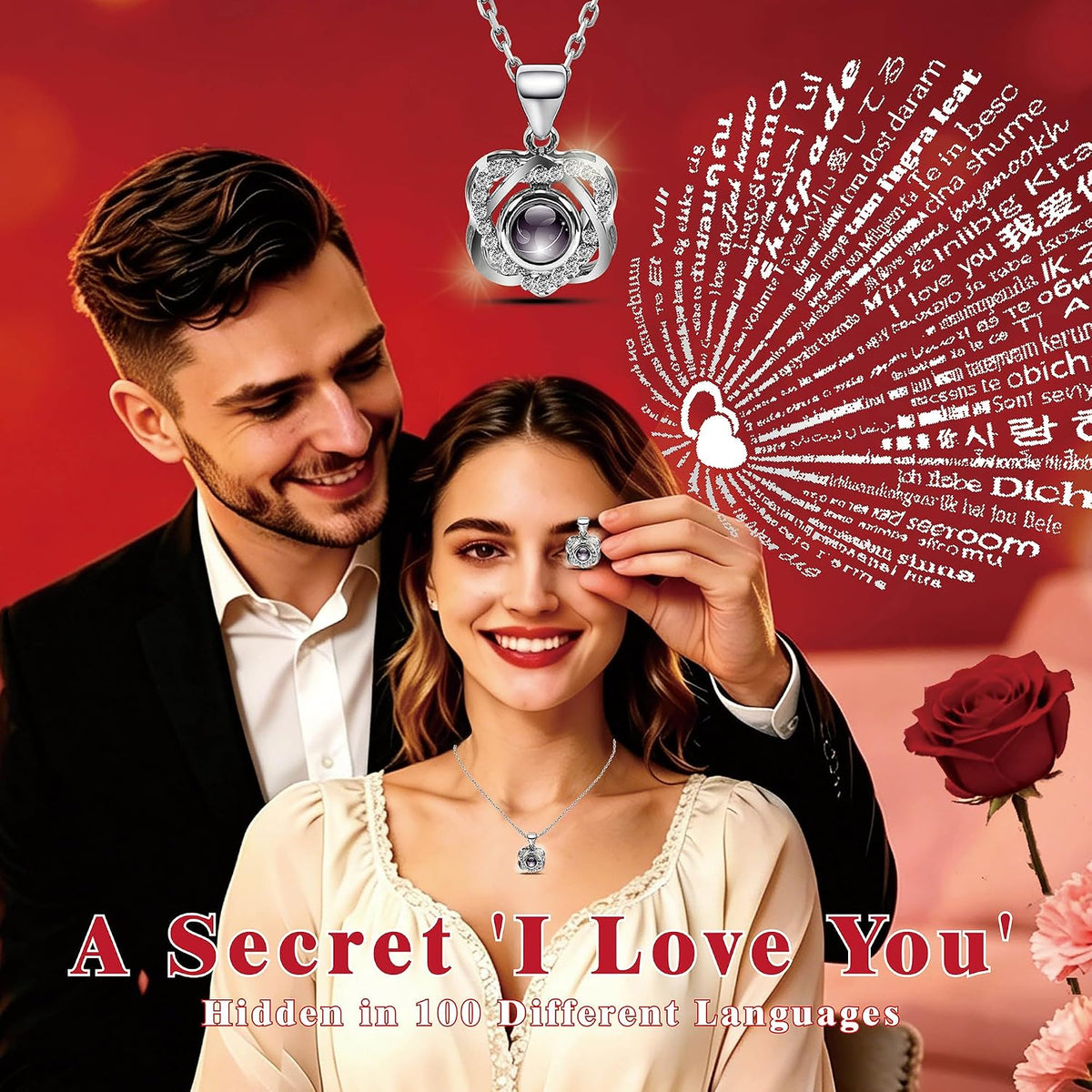 Lebana Preserved Red Real Rose with Heart I Love You Necklace -Mothers Day Gifts for Mom Her Wife Girlfriend Grandma on Valentines Mothers Day Christmas Birthday Anniversary Romantic-Red