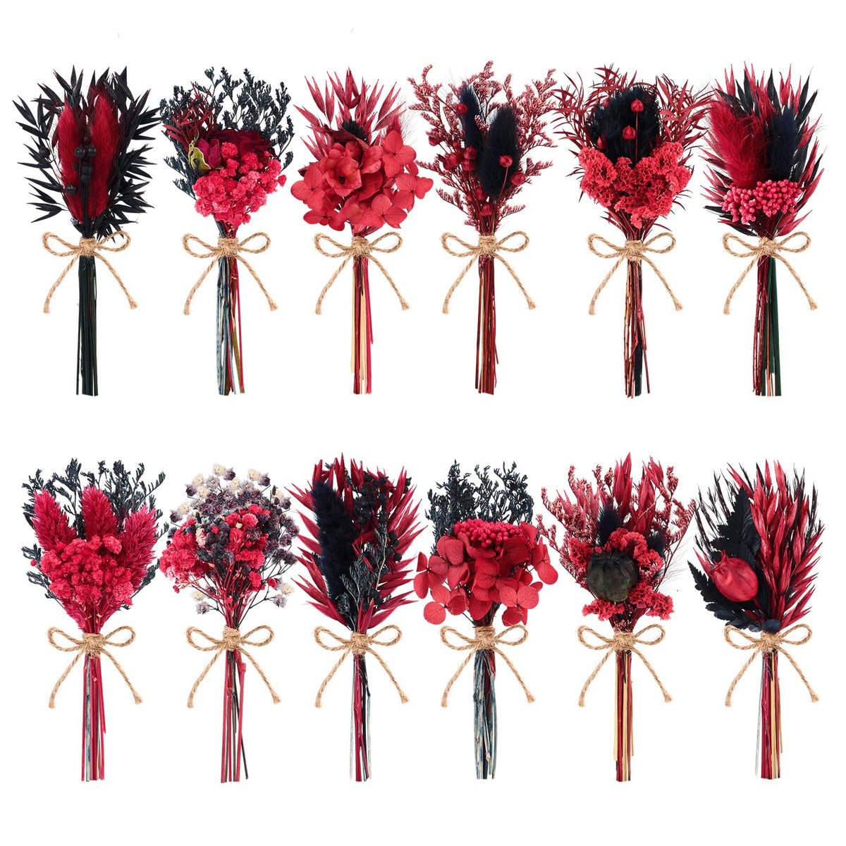 12/24 PCS Charming Mini Dried Flowers Bouquet for Vase