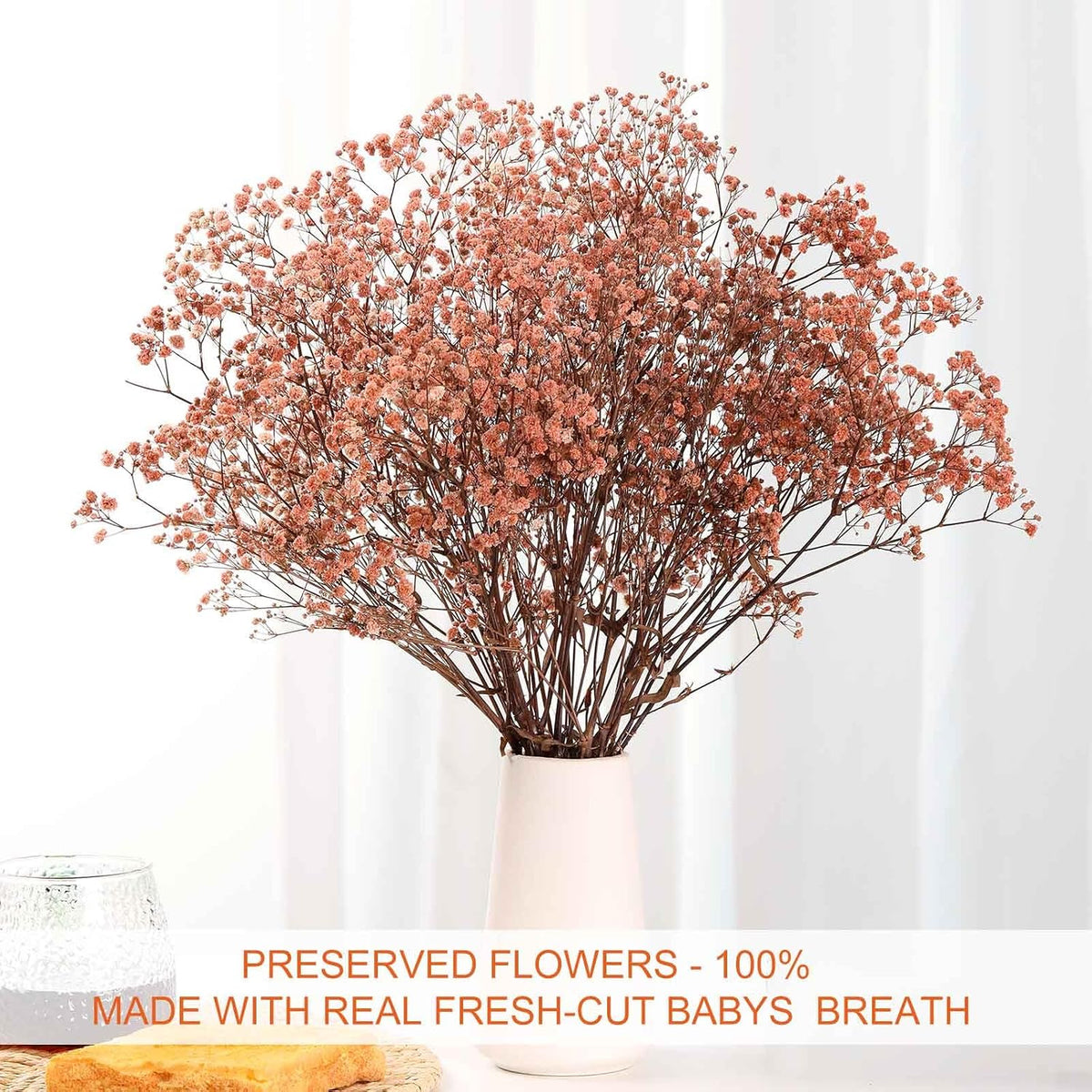 1800+ Babys Breath Dried Flowers Bouquet, 17" Brown for Fall Vase Decor