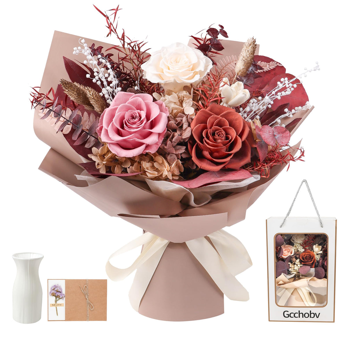 Preserved Flowers Bouquet, Real Eternal Flowers