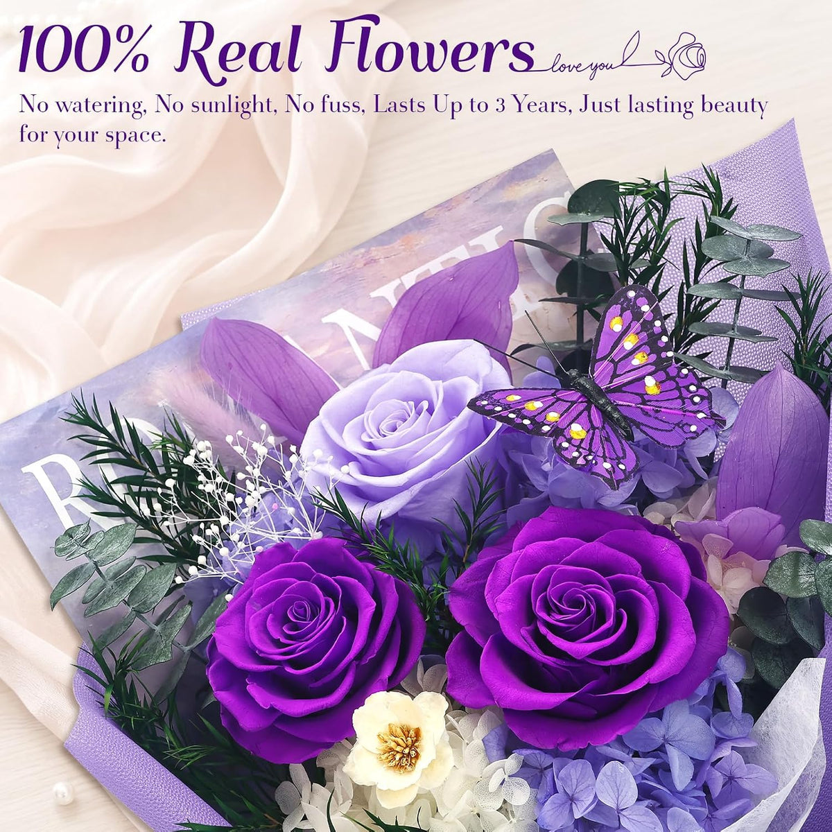 Preserved Flowers for Delivery, Birthday Flower Gifts for Women Mom Friends