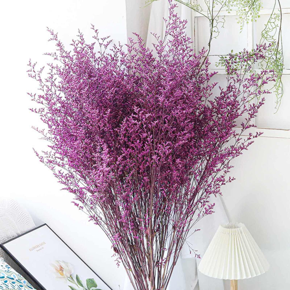 Dried Flower Bouquet, 17'' Dry Natural Caspia Flowers Bundle for Vase Decor