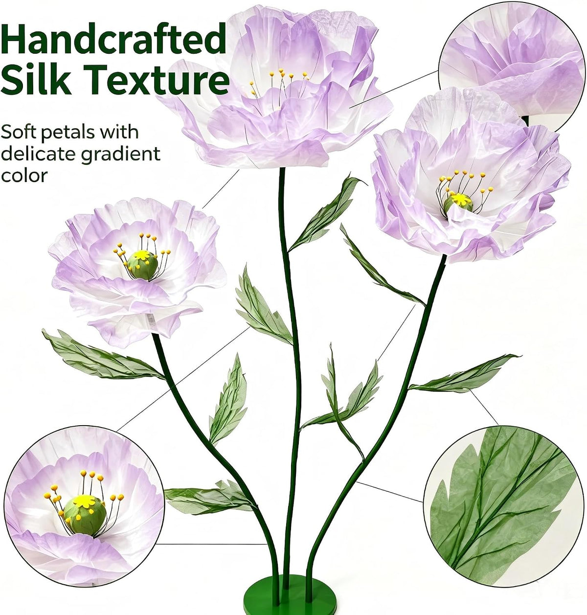 5.6 Ft Large Silk Artificial Flowers, Giant Flowers for Decoration