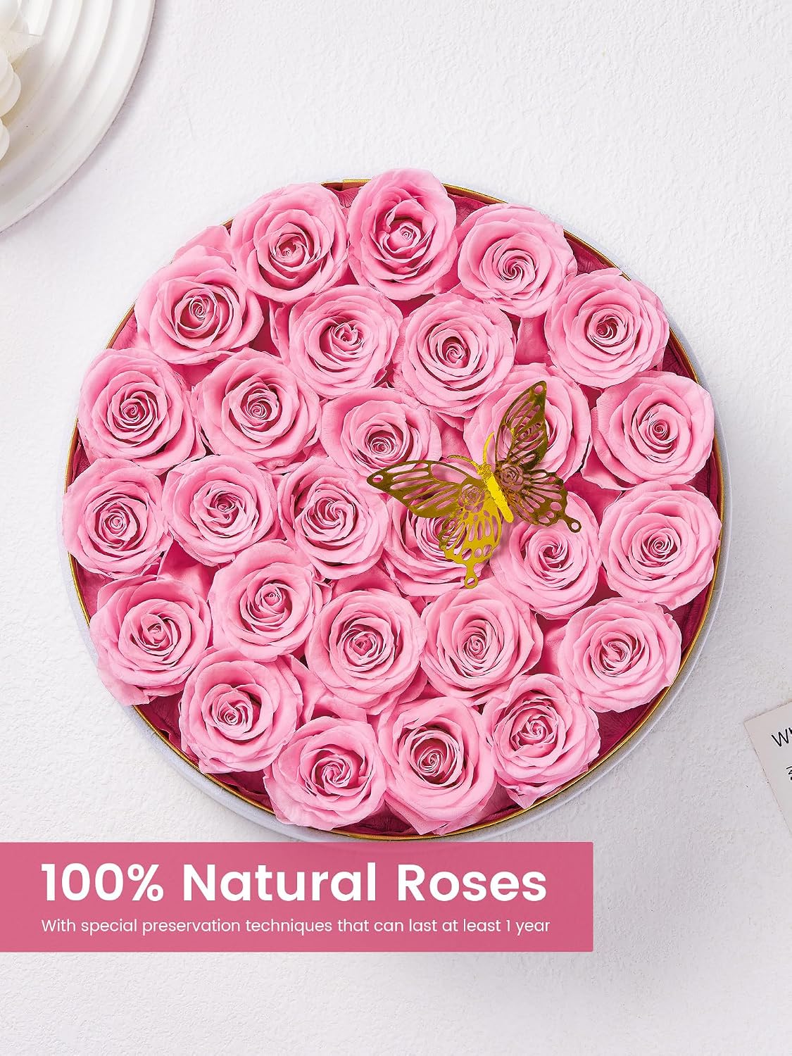 27 Preserved Roses in a Box Forever Flowers for Delivery Prime, Pink