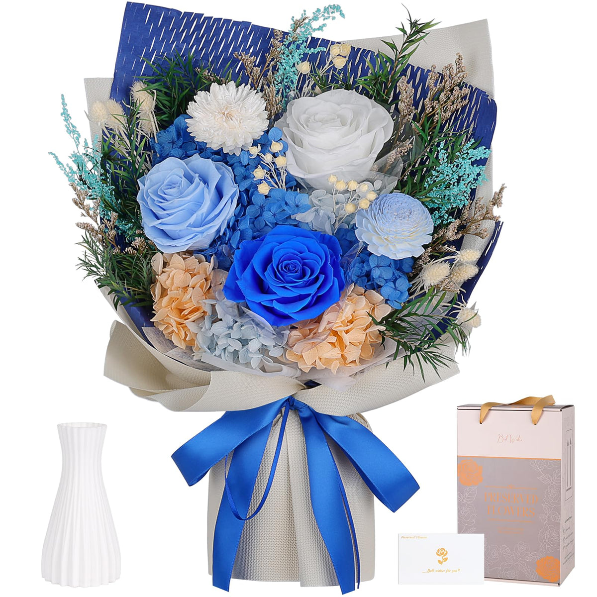 Preserved Flowers for Delivery, Champagne Flower Bouquet, Gifts for Grandma