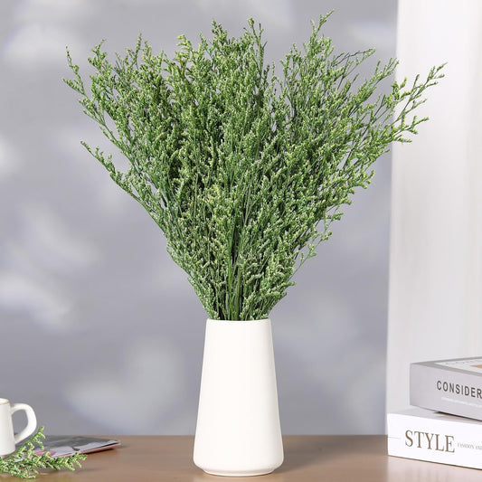 Dried Flower Bouquet, 17'' Dry Green Caspia Flowers Bundle for Vase Decor