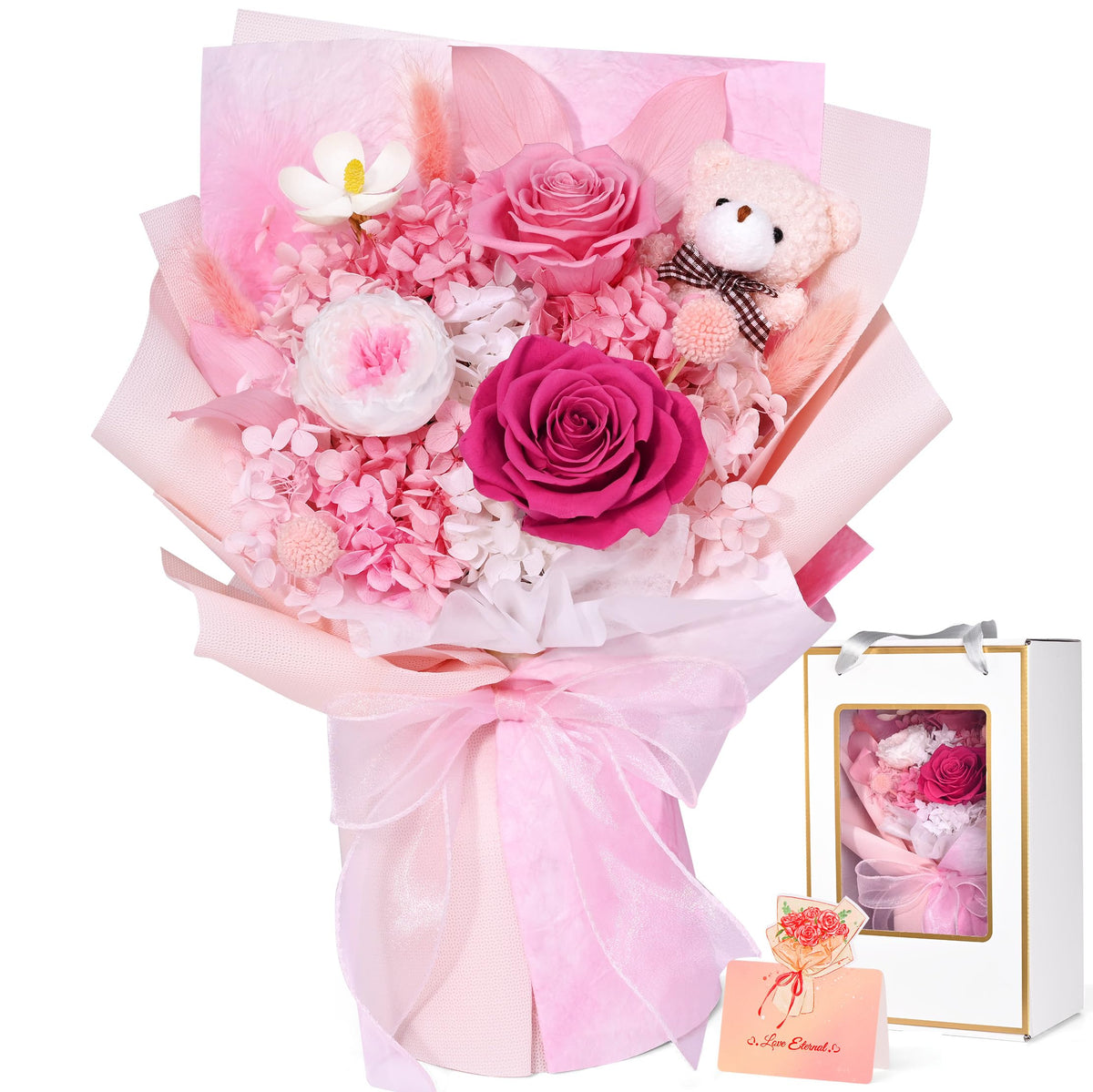 Waipfaru Preserved Flowers, Purple Fresh Bouquet with Gift Box, Flowers for Delivery Prime, Forever Flowers for Women Birthday Gift, Anniversary, Teacher, Mother Day, Valentines Day Gifts for Her