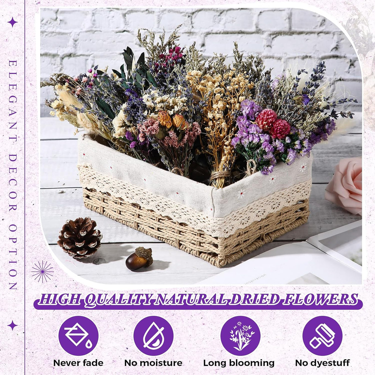 Layhit 12 Pcs Mini Dried Flower Bouquet Boho for Wedding,Romantic