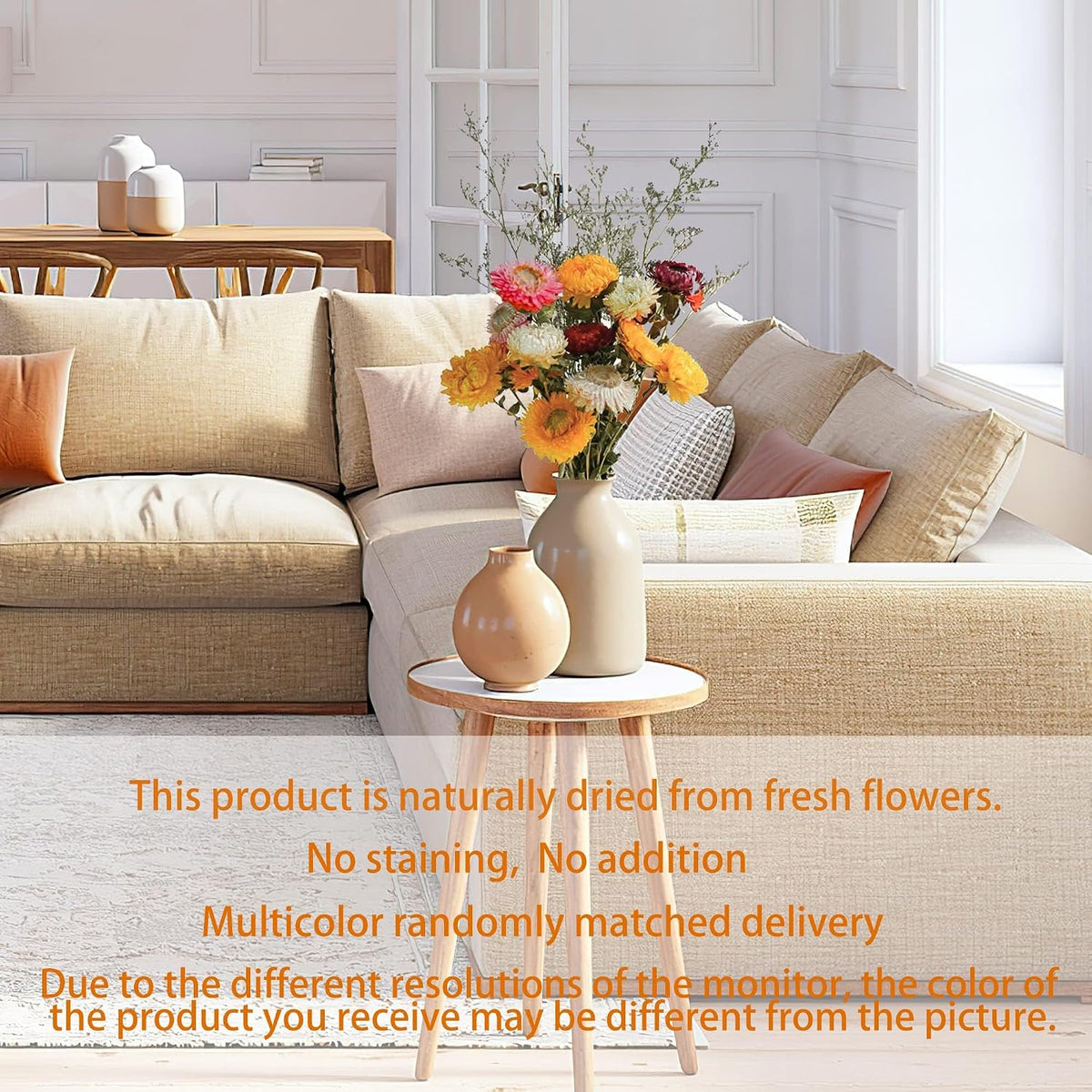 24 Pcs Dried Straw Flowers Daisy, Natural Orange Helichrysum Bouquet