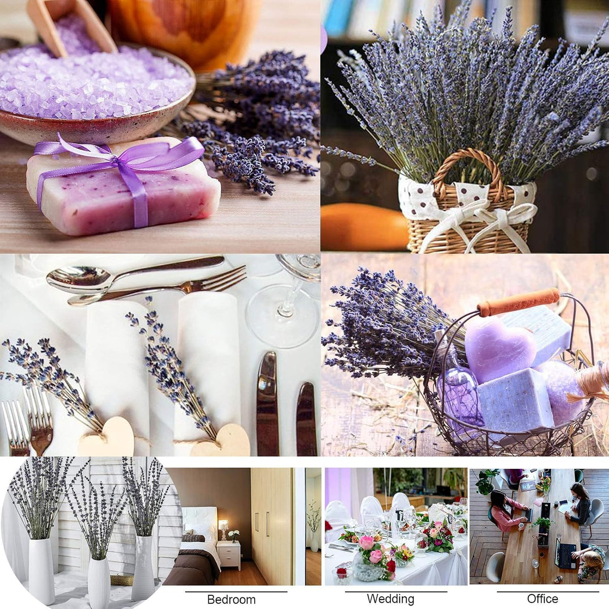 Dried Lavender Flowers Bundles 200 Stems Dry Lavender Bunch for Home Decor, Crafts, Wedding Bouquets