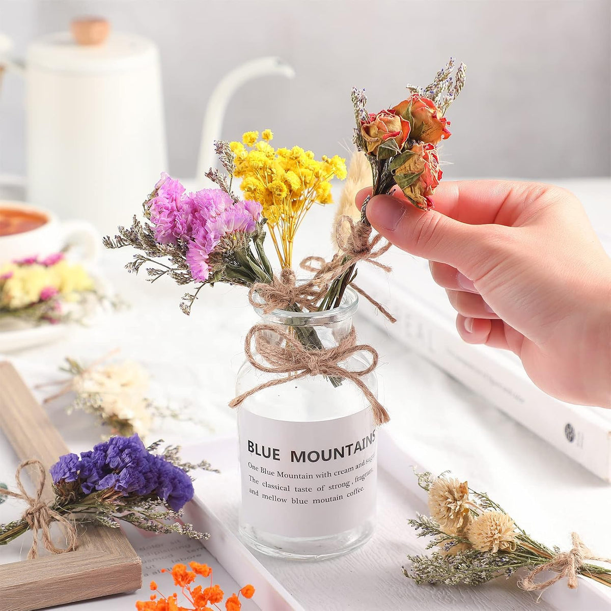 Tallew 10 Pcs Mini Dried Flowers Tiny Boquet Flowers for Vase, Colorful