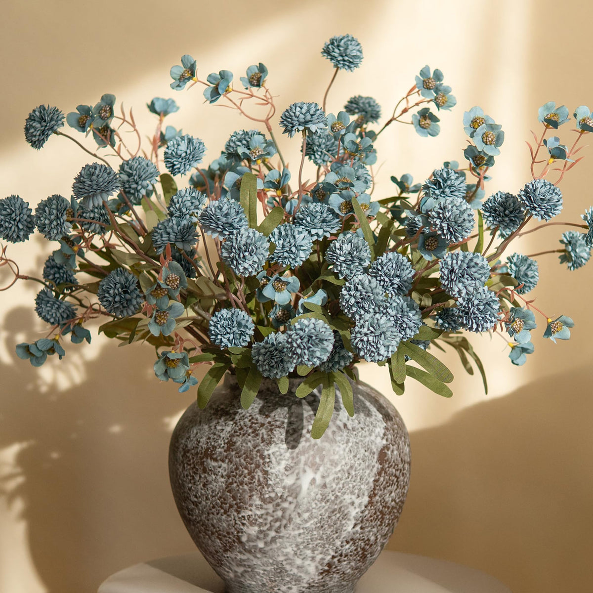 8 Pcs Fake Mums Kiku Flowers Artificial with Wild Flowers Bulk, Beige Silk Flower Arrangements Decor Floral Centerpieces For Tables Artificial Fall Flowers for Vase DIY Bouquet Coffee Dining Home