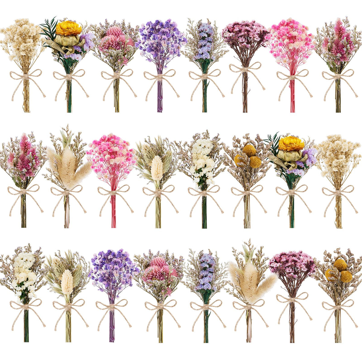 12/24 PCS Charming Mini Dried Flowers Bouquet for Vase