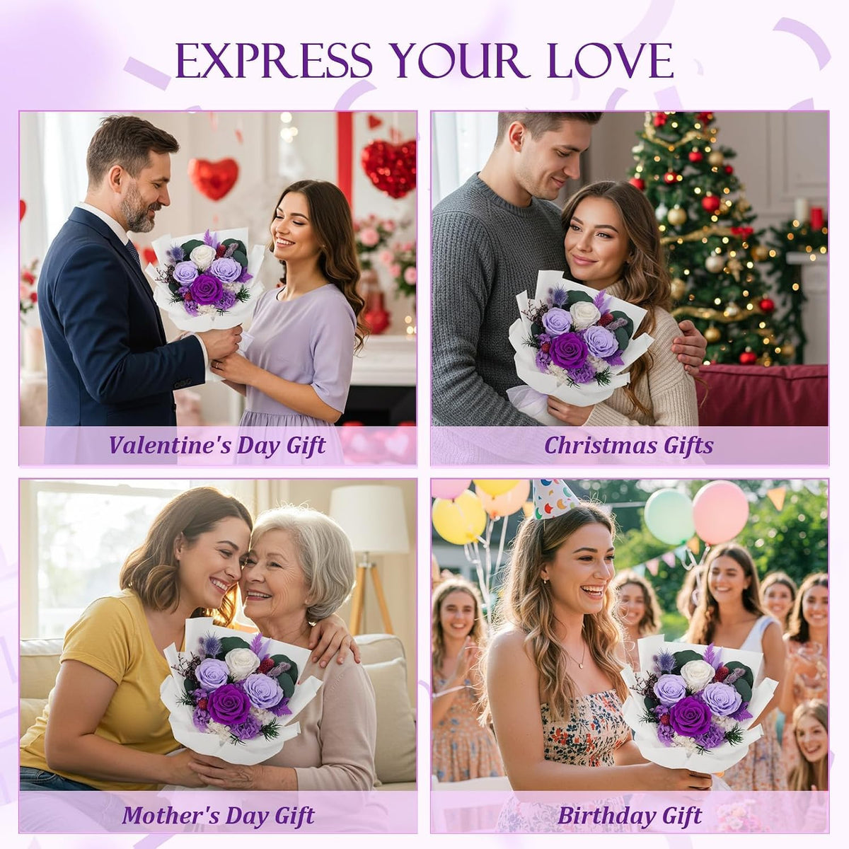 Flowers for Delivery Prime Preserved Real Roses Bouquet Save 3-5 Years