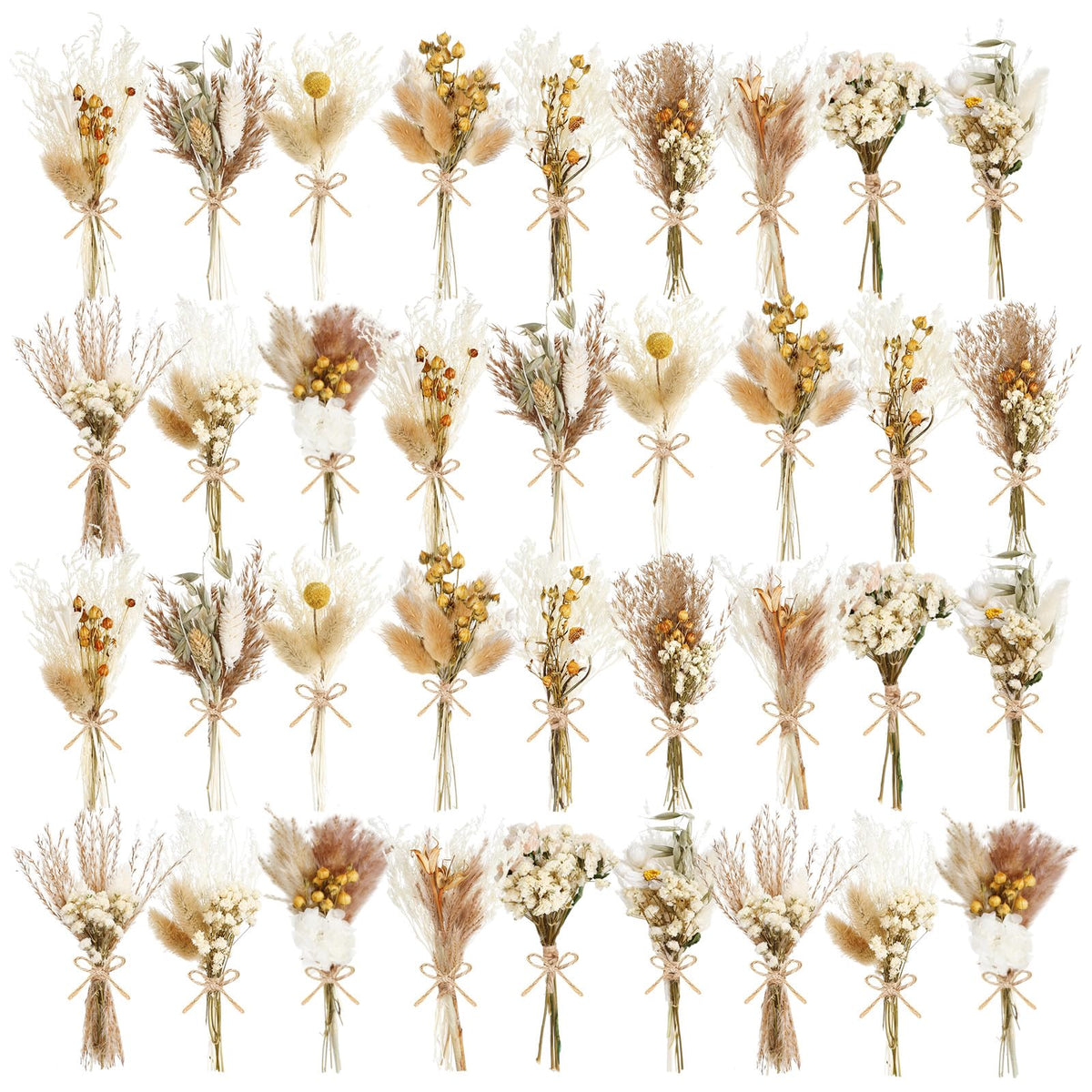 12/24 Pack Dried Flowers for Vase Various Mini Bouquet Dried Small Wildflowers Natural Real Flowers Bulk for Crafts DIY Wedding Decor (24, Plain Colour)