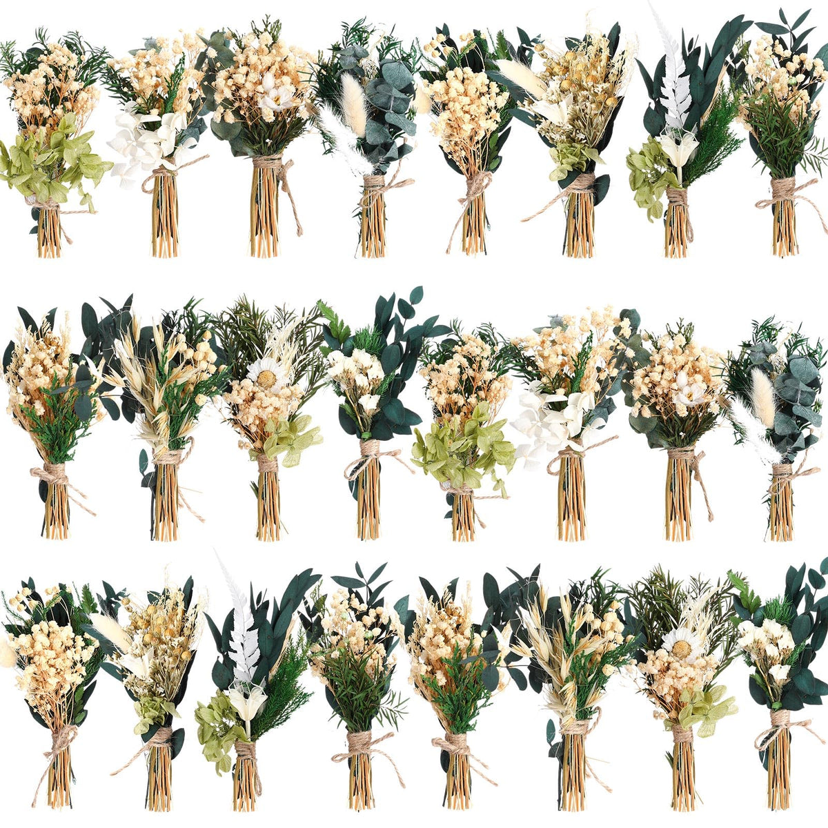 Layhit 24 Pcs Mini Dried Flower Bouquets Boho for Vase, Vivid