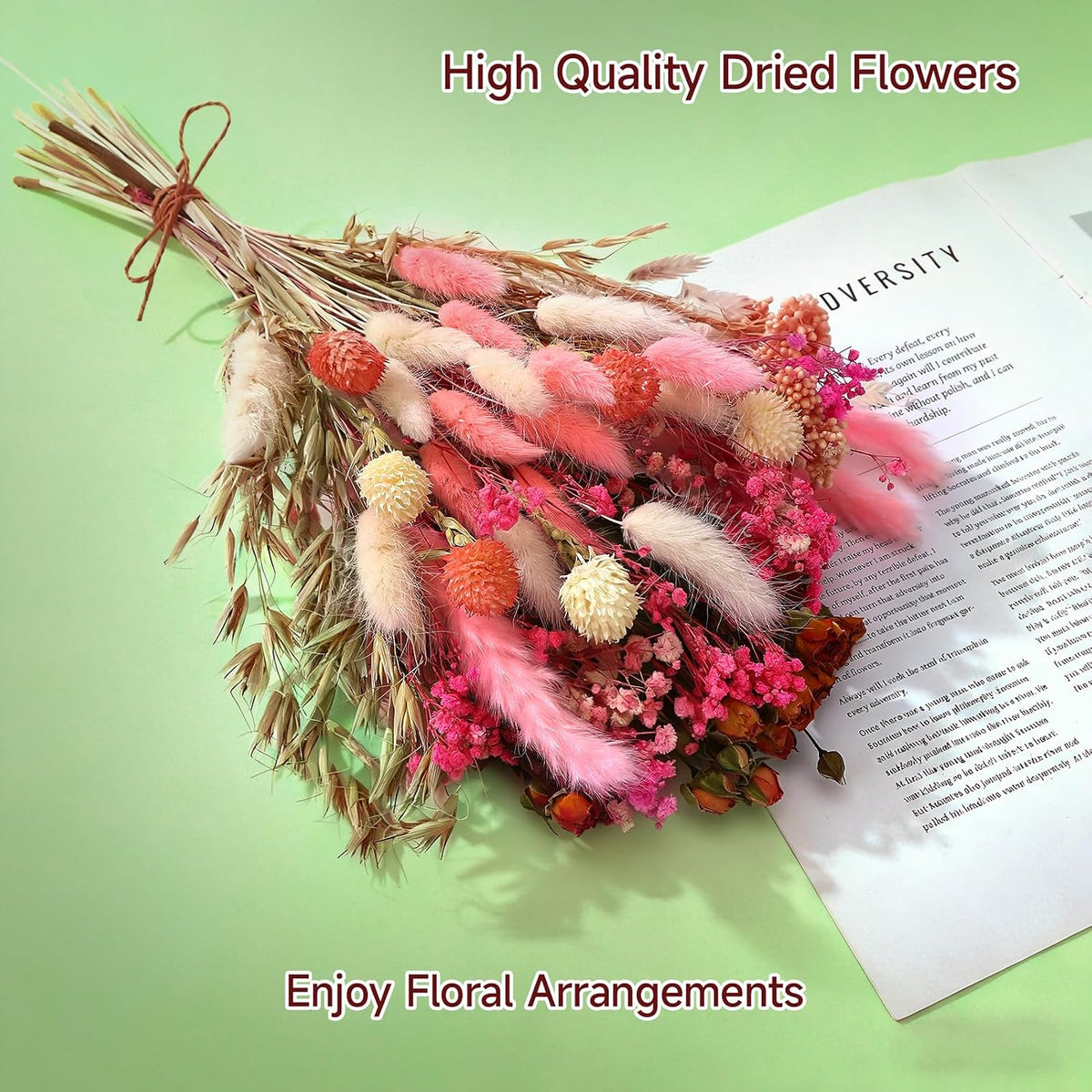 DIY Natural Dried Flower Set Bulk Boho Flowers, Pink