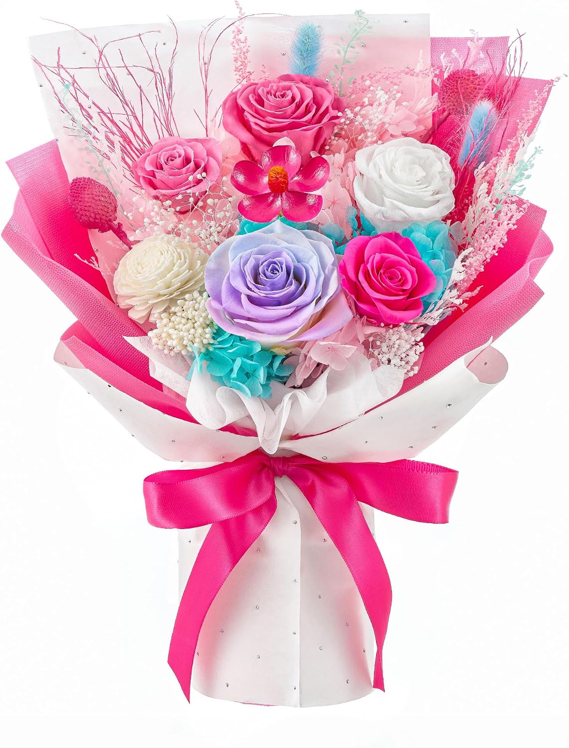 Preserved Flower Bouquet Forever Flower Flower for Delivery Prime, Hot Pink