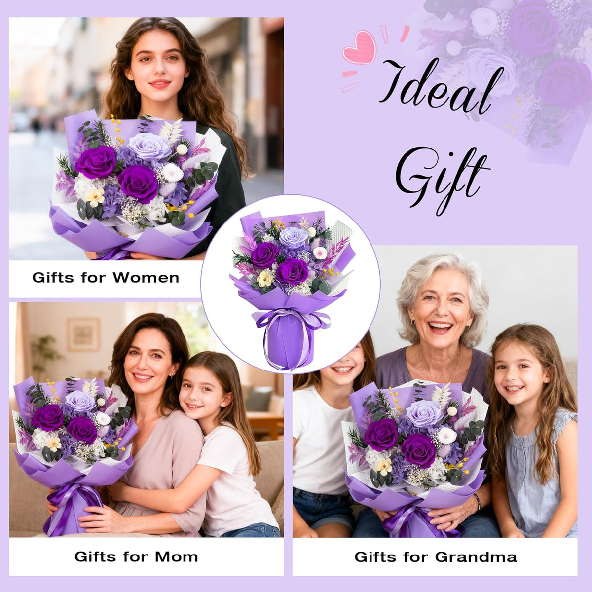 Flowers for Delivery, Preserved Flowers Bouquets, Birthday Gifts for Women Mom