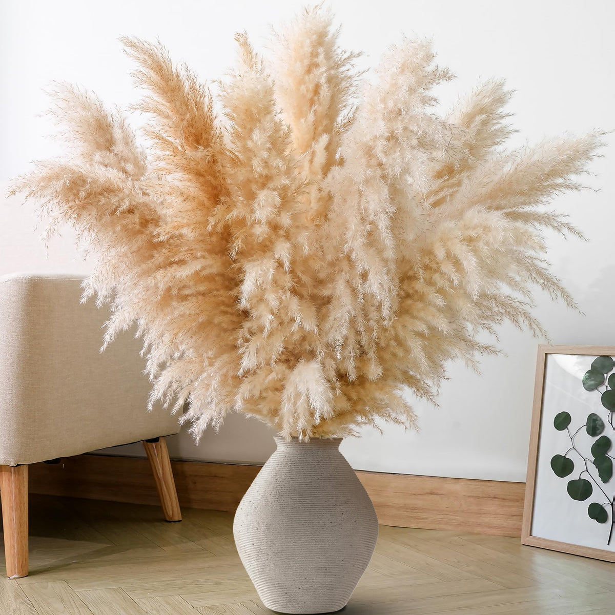 200PCS Dried Flower Bouquet – Pampas Grass, Floral Decor for Home, Wedding, and Boho Style | Perfect for Vases, Fall, Spring, Summer, and Winter Arrangements