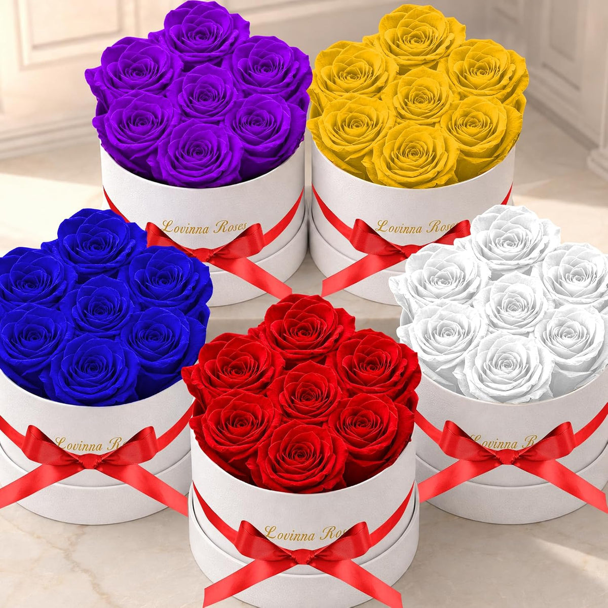 Gifts for Mom Mothers Day Birthday Gifts for Women Preserved Rose Forever Flower,7 Preserved Red Roses in a Box for Delivery,BirthdayRoses Gifts for Grandma Wife Friends Valentine’s Day Anniversary